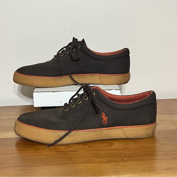 Polo Ralph Lauren Forestmont II Mens Size 9.5D Brown Canvas Classic Shoes - Picture 1 of 9